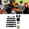 5Pieces Cosplay Halloween Costume Set,Robber Costume Halloween Cosplay Burglar Accessories Thief Costume for Adults