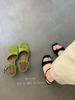 Sandals Wedge Heel Square Toe SuedeOne-Strap Slippers Women'sSummer Outdoor Wear Resort Style Simple Women's