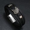 European and American Retro Style Eagle Alloy Magnetic Buckle Multi-layer Hand-woven Men's Leather Bracelet