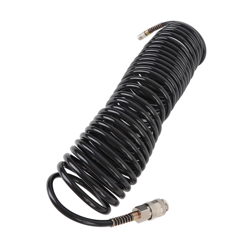 Spiral Air Hose 1/4 Inch ID 16.4ft Length PE Copper Non Tangling Anti Twisting Lightweight Compressed Air Hose EU Connector