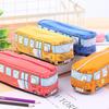 Creative Cute Cartoon Bus Pencil Case, Korean Style, Large Capacity Canvas Pouch
