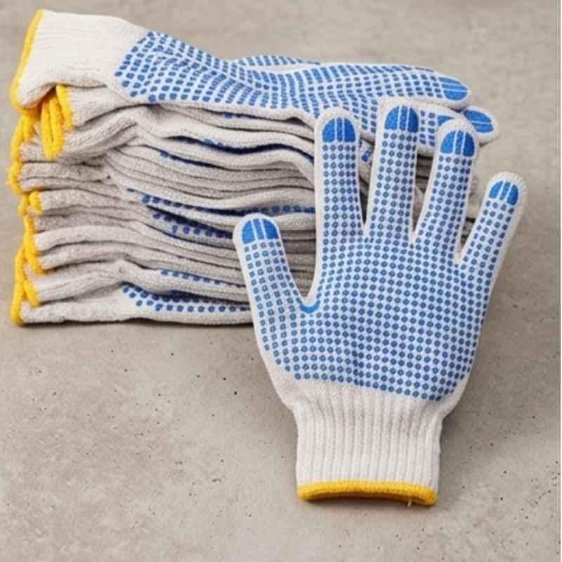 Anti Slip Work Gloves for Construction Beaded Palm Grip Cotton Safety Gloves for Breathable Wear Resistant  Protection Gloves