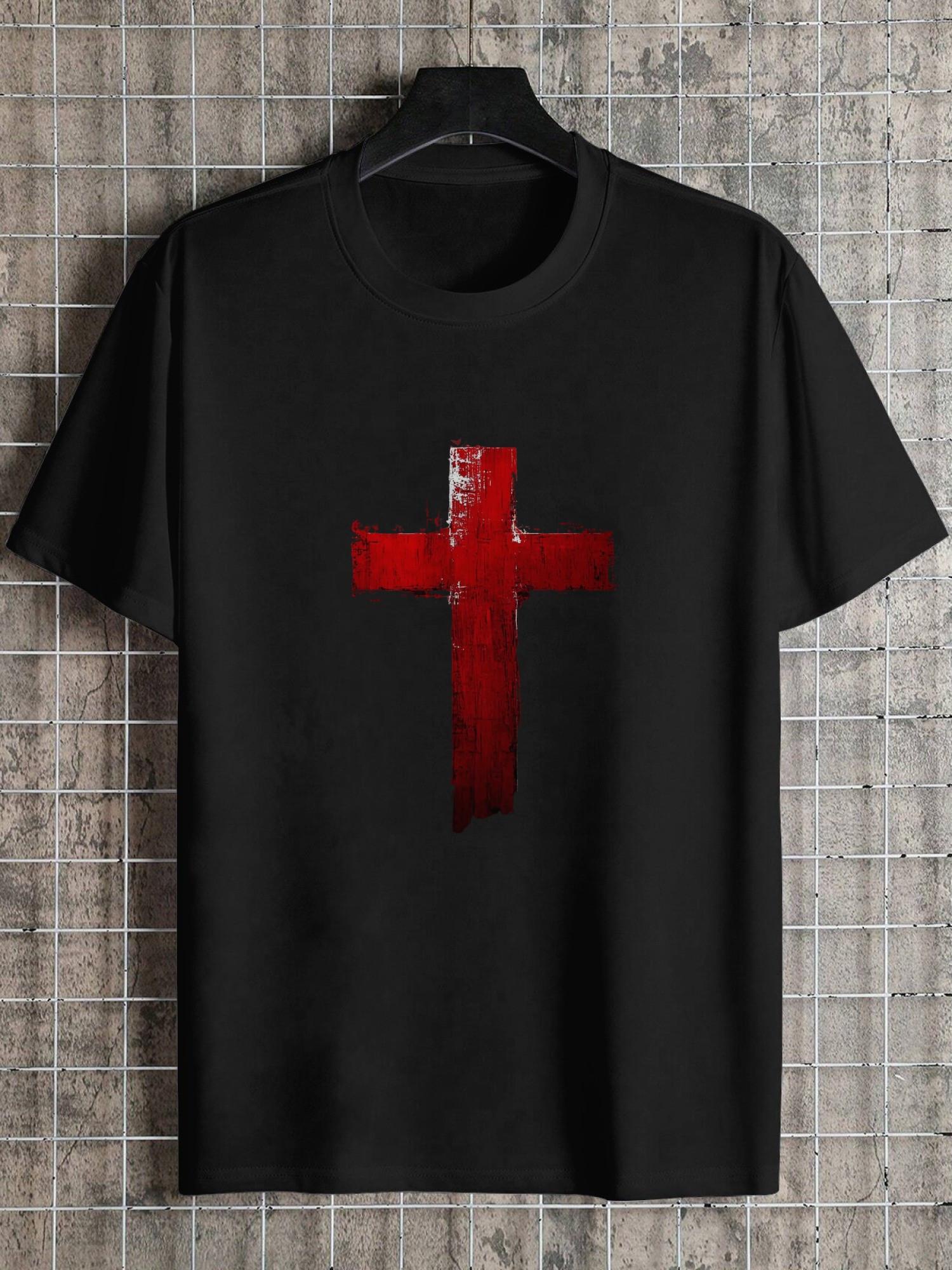 1pc fiery cross graphic bold white black T-shirt XXXL