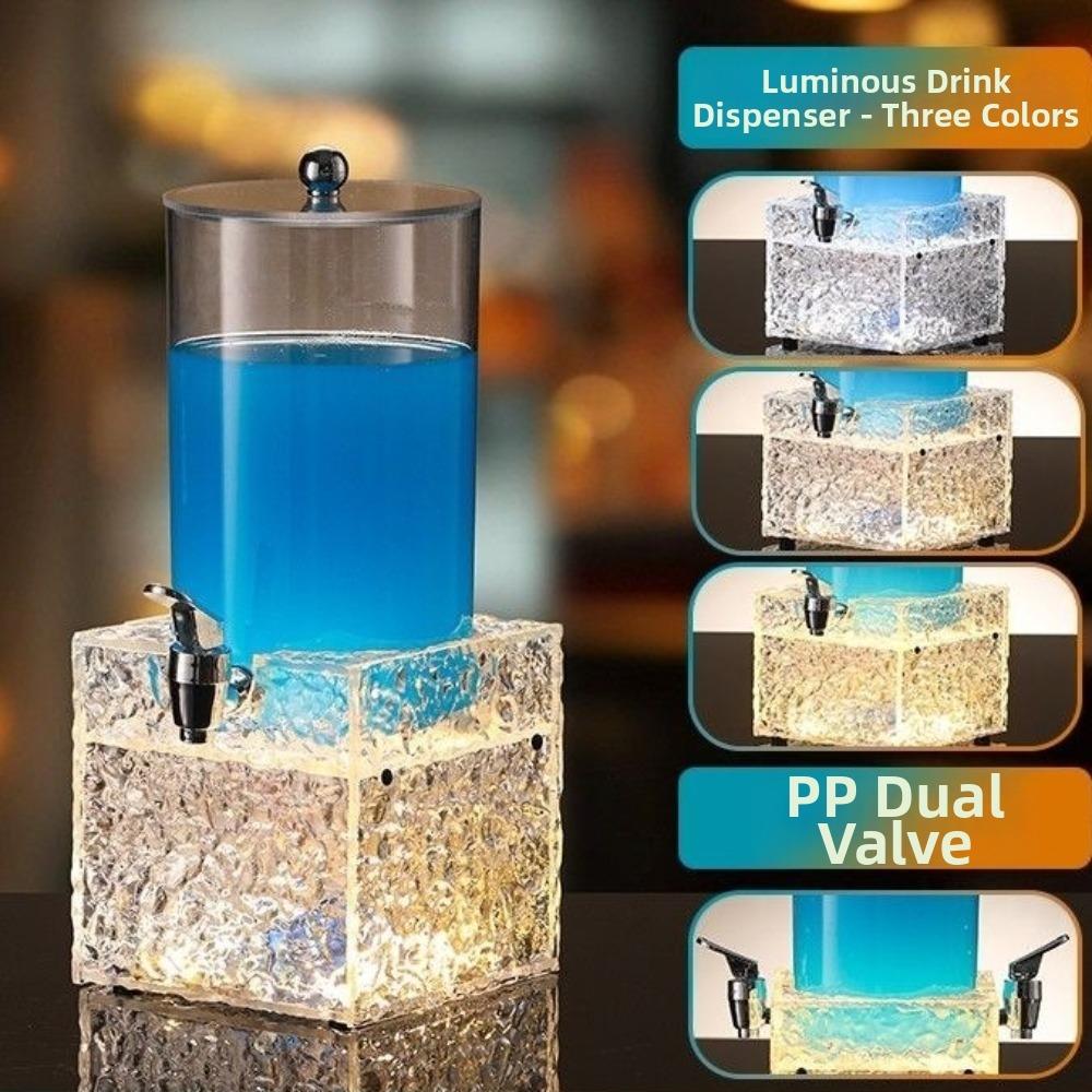 2L Large Capacity LED Luminous Beer Tower Acrylic Unbreakable Lighted Drink Dispenser Ice Textured Base Rechargeable Color Light
