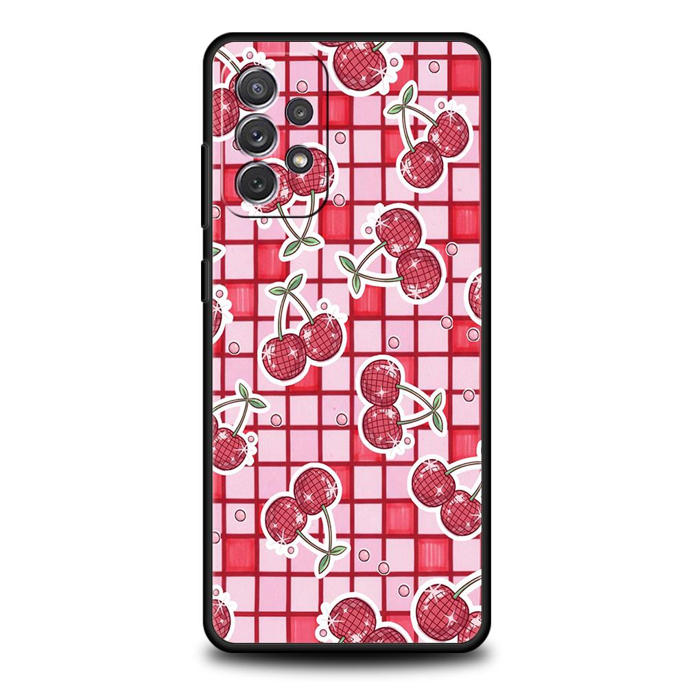 Phone Case for Samsung Galaxy A55 A53 A52 A52S A51 A41 A35 A32 A25 A23 A15 A13 A71 A72 Soft TPU Fresh Summer Fruit Lemon Cherry