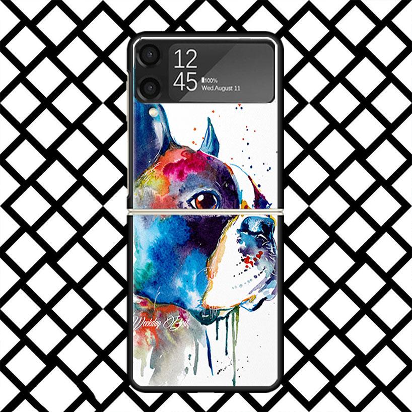 

French Bulldog Dog Pug Phone Case For Samsung Z Flip 7 6 5 4 3 Galaxy ZFLIP7 ZFlip6 5G Flip5 Flip4 Flip3 5g Black Hard Cover Samsung Z Flip 4