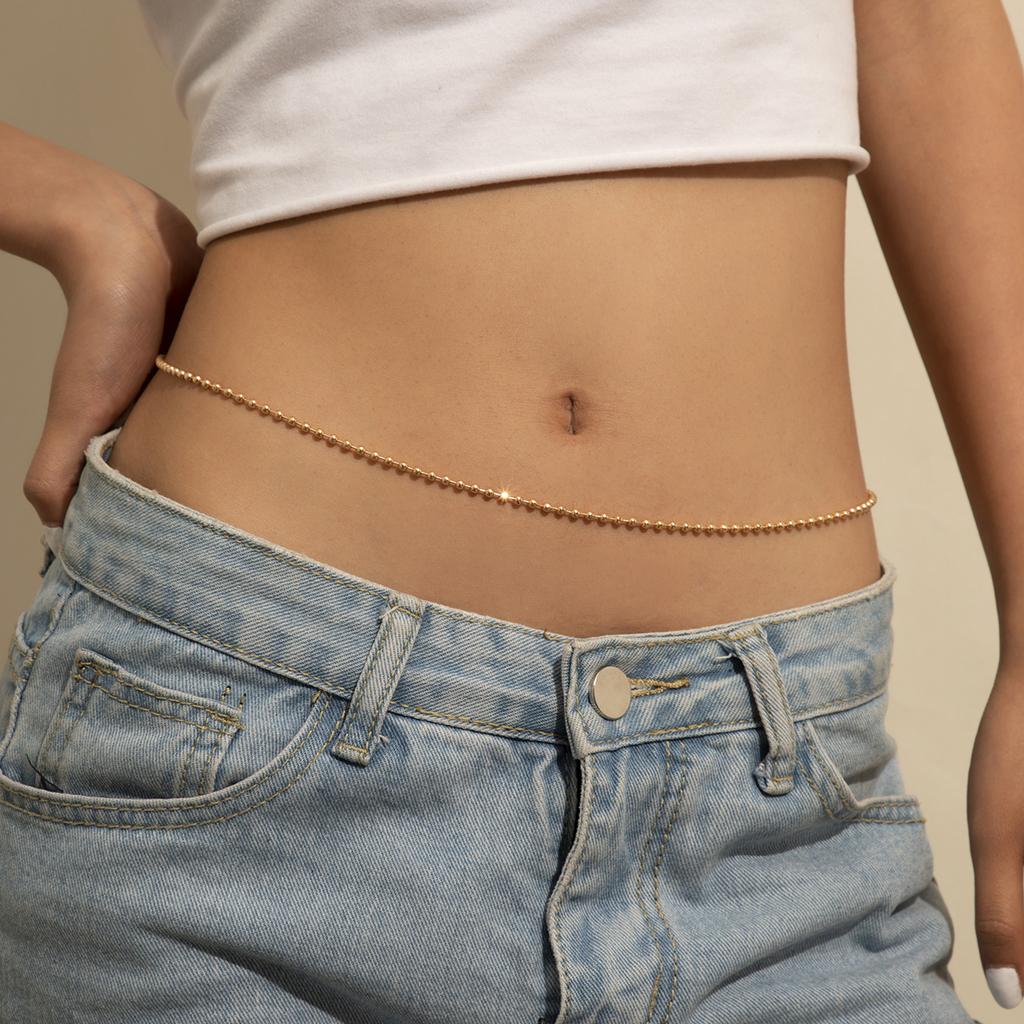 Catena della pancia estetica vintage sexy perline sottili catena del corpo catena della vita cintura Y2K streetwear estate donna moda gioielli per il corpo