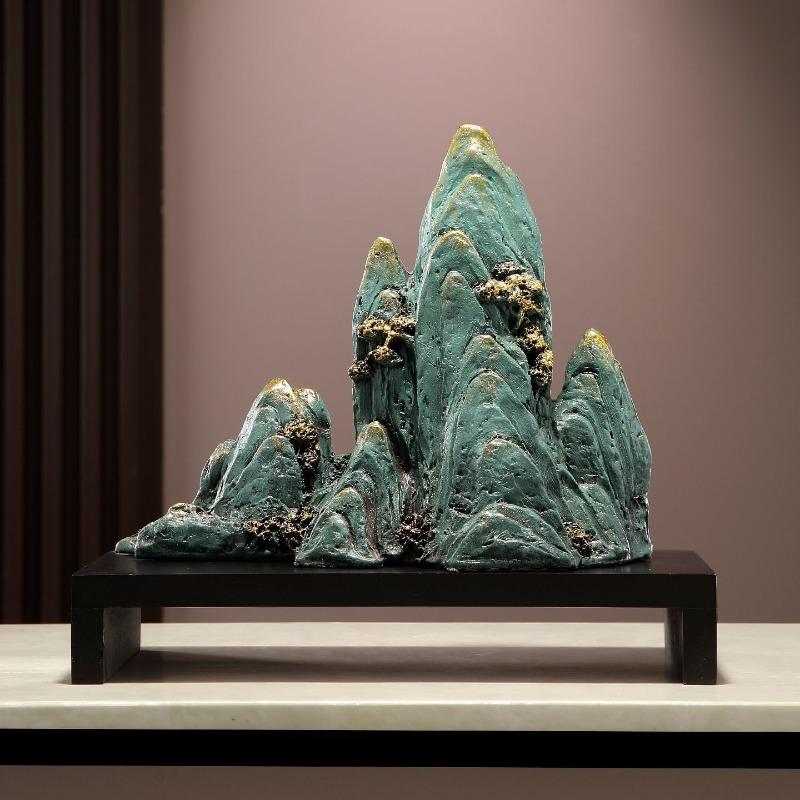 

Modern Feng shui Golden Rockery Ornaments Office Desktop Plants Fortune Sculpture Art Crafts Decoration Home room Accessories