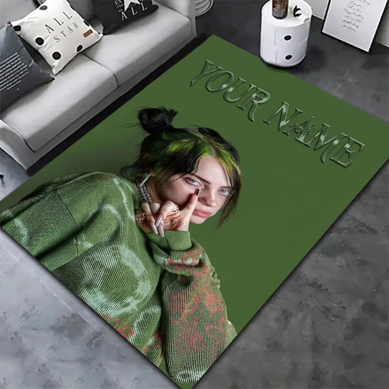 Billie Eilish Individualaus pavadinimo kilimas svetainei, miegamajam, namų sofos dekoravimui, vaikų žaidimų neslystantis grindų kilimėlis