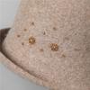 Autumn and Winter New Style Hat Handmade Rhinestone Decoration Wool Warm Fisherman Hat Elegant Curled Brim Bucket Hat for Women