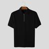 INCERUN T-shirt estive da uomo con cerniera, collo a revers, maniche corte, texture, casual, top