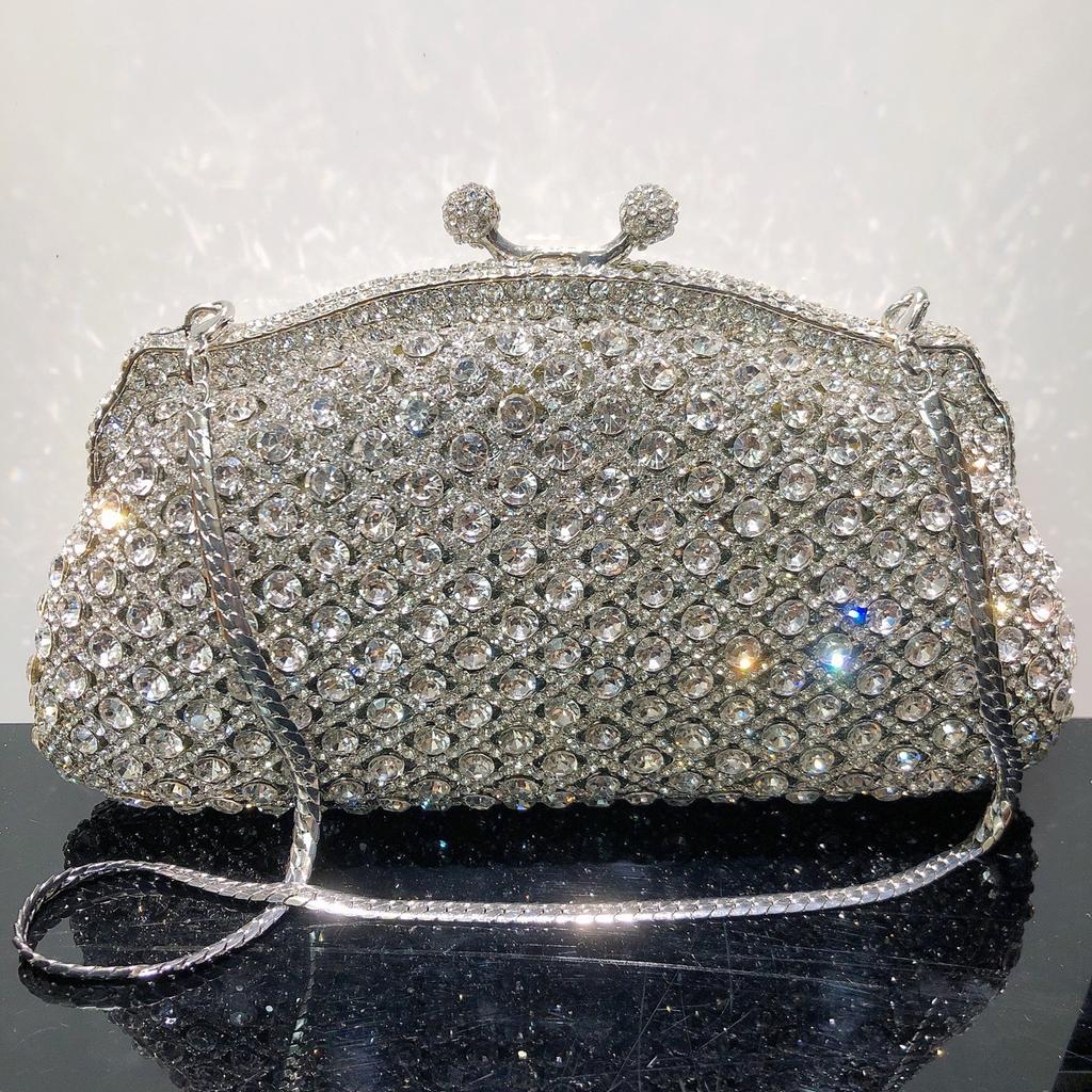 Borsa da sera in cristallo colorato Borsa a pochette con diamanti scintillanti per donna Borsa a mano di lusso con strass per matrimonio, ballo, cena, banchetto