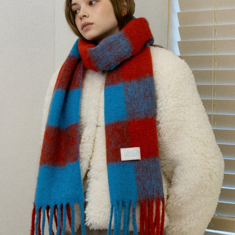 TATIANA Blue Board Wool Blended Muffler MF8129 2 Colors