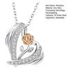 Valentine Day Necklace 3D Rose Heart Pendant Adjustable Length Necklace Clavicle Necklace Cubic Zircon Inlaid Charm Necklace