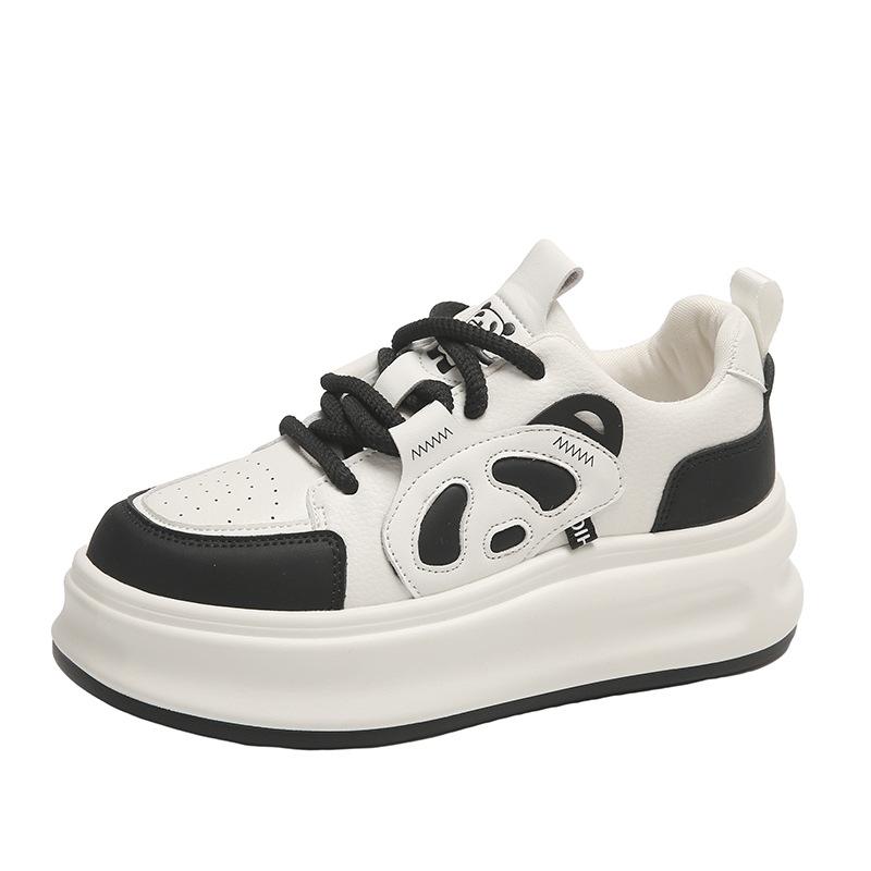 

Белые туфли на платформе, новинка весны и осени, универсальные нишевые туфли на платформе, черно-белые туфли для отдыха на платформе 40 чёрный