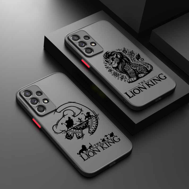 Cute The Lion King Cover For Samsung S25 S24 S23 S22 S21 S20 S10 FE Ultra Plus Lite Frosted Translucent Phone Case