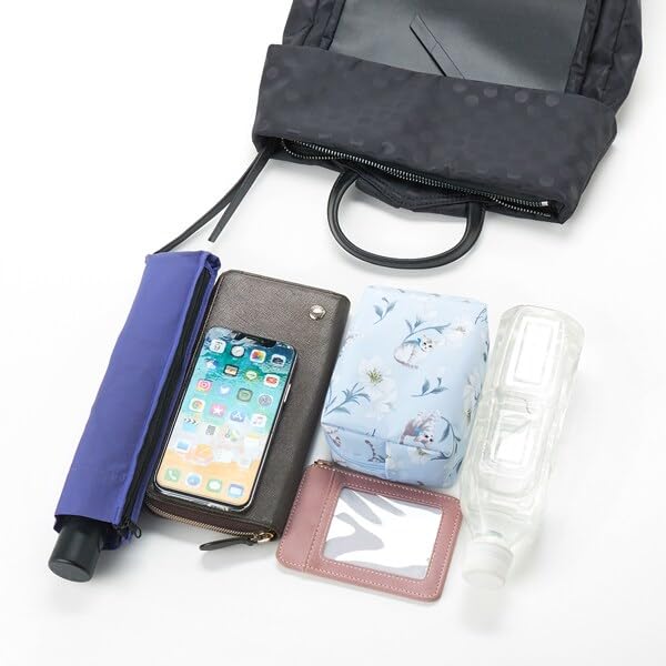 dot jacquard recycled leather combination backpack 2001015SC Greige [Isaac] Water-repellent (26)