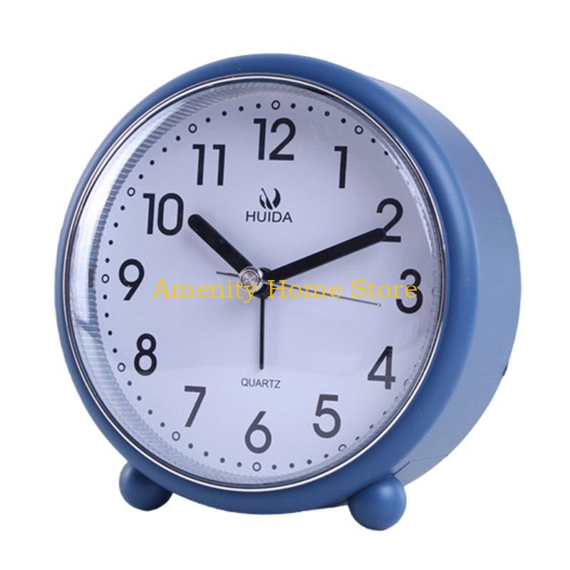 F26C Vintages Styles Alarm Clock 4inch Silents NonTicking Night Lights Feature Battery Operated Decoration for Bedroom or Office