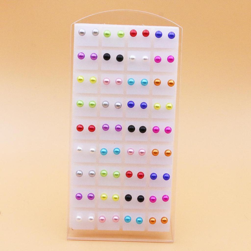 36-Pair Stud Earrings Set: Fashionable, Versatile, Imitation Pearl with Iron Needle - Spring Collection