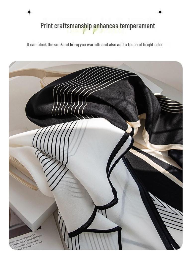 Autumn Women's 100% Mulberry Silk Crepe Double-Sided Scarf – Light Luxury Shawl & Sunscreen Snood