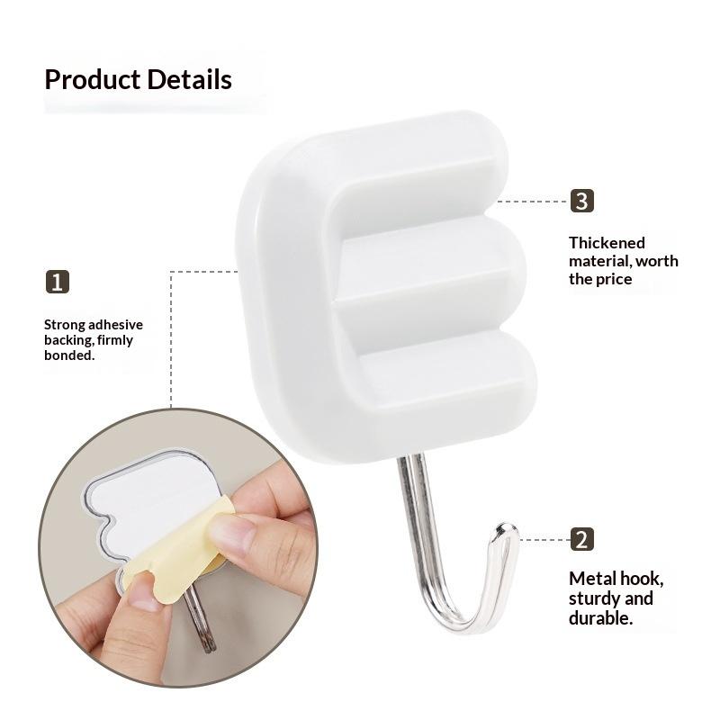 Love Letter Self Adhesive Wall Hooks No Drilling Decorative Hanging Hook For Key Bag Clothes Home Entryway Hooks Decor