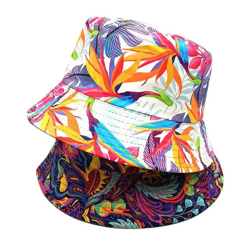 Spring and Summer Polyester Print Bucket Hat Fisherman Hat Outdoor Travel Sun Cap for Men and Women 199