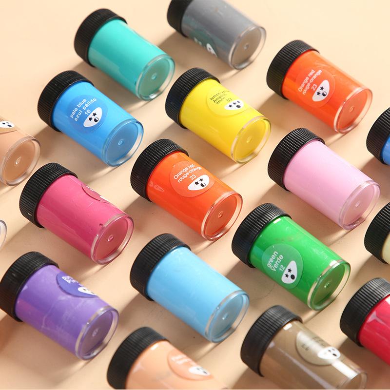 Acrylic Paint Set With6 Brushes,24 Colors (25ml) Craft Paints for Artists Kids Canvas Ceramic Wood Rock Painting Art Supplies