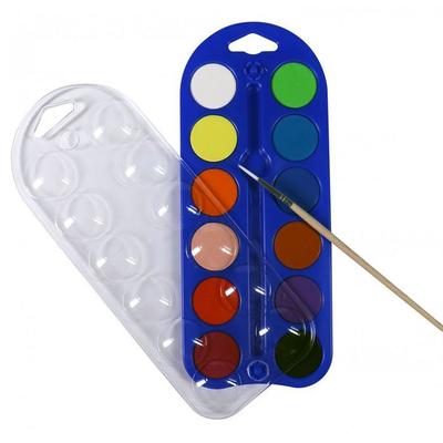 Gouache - PEBEO - Box 12 Assorted Tablets - 1 Brush - Vivid Colors - Washable