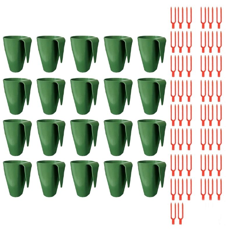 Propagation Cup Kit Featuring Food Grade Plastic and Runner Forks Ideal for Strawberry Runners and Seedling Cultivation