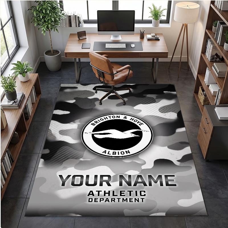 Crystal Velvet Rug Brighton & Hove Albion Football Print Custom Name Text Floor Mat Home Decor