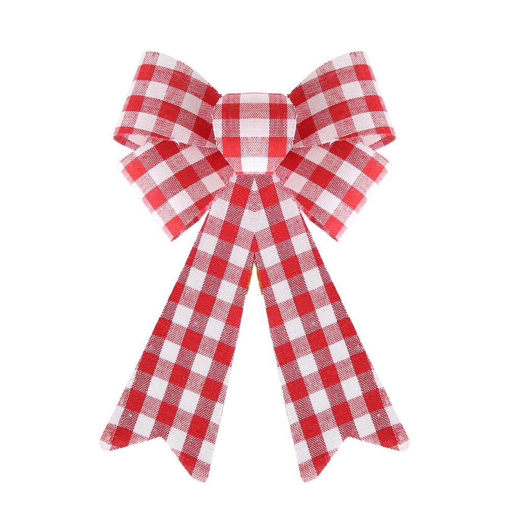 Small Pvc Charming Christmas Bow In Red And White Checkered Design For Decor Festive