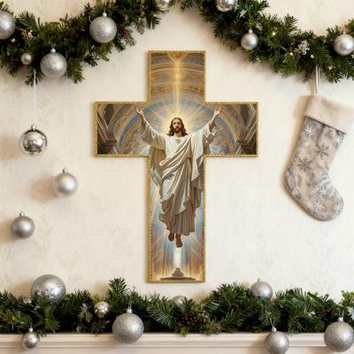 Jesus Kristus Veggdekorasjon 2D Flat Akryl Frelser Veggkunst Hjemmekontor Stue Soverom Veggoppheng Kristent Religiøst Ornament