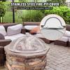 Fire Pit Spark Screen Round 40", Reinforced Heavy Duty Steel Metal Cover, Outdoor Firepit Lid, Easy-Opening Top Screen Covers Round with Ring Handle