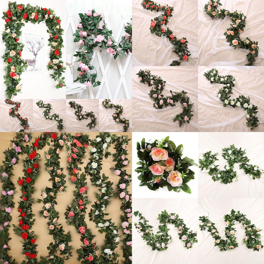 Rose Artificial 25m Leaf Garland Silk Flower Vine Ivy Wedding Garden Home Decor