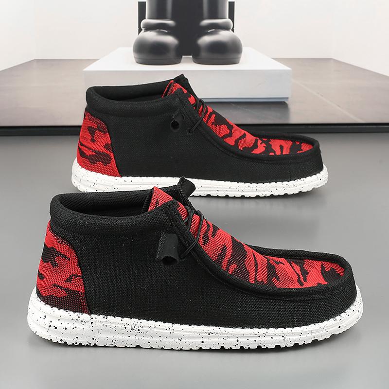 Modische Herren-Bootsschuhe Ethnischer Stil Canvas-Schuhe Trendige Herren Freizeitschuhe für den Alltag Flach Bequem Leicht Herren Penny Loafer