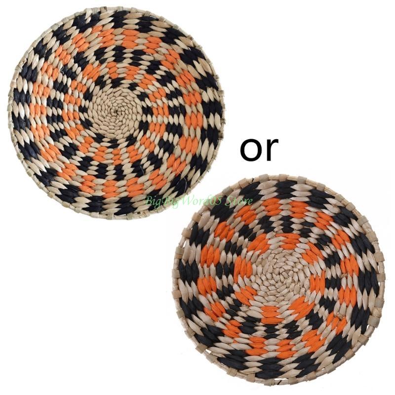 

24TE Nordic Straw Woven Wall Decor Round Plate for Creative Wall Decor Ornament for Home Bedroom Living Room Decoration Hanging