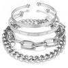 Retro Thick Chain Bracelet Set - Retro Bracelets - Women's Hand Chain Set