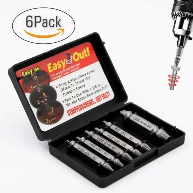 6PCS HSS Damaged Screw Extractor 2-12mm Speed Out Drill Bits Set Double-headed Broken Bolt Remover For Removing Broken Screws