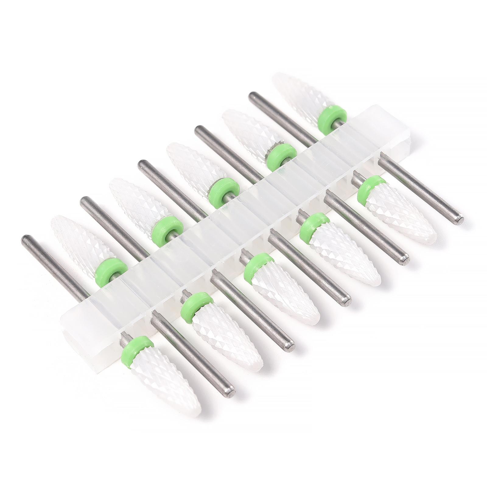

10Pcs Ceramic Nail Drill Bits Set Milling Cutter for Electric Manicure Corn Bit Nail Polish Grinding Machine Accessories Tool зелений