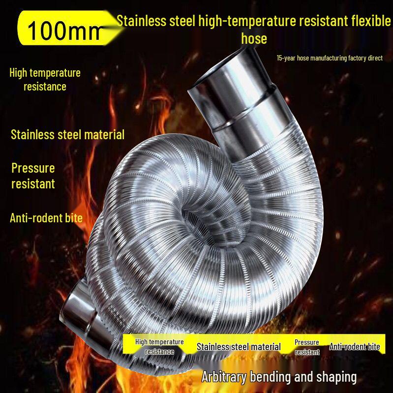 1.5m Stainless Steel High-Temperature Resistant Corrugated Flexible Exhaust Hose for Heaters and Gas.