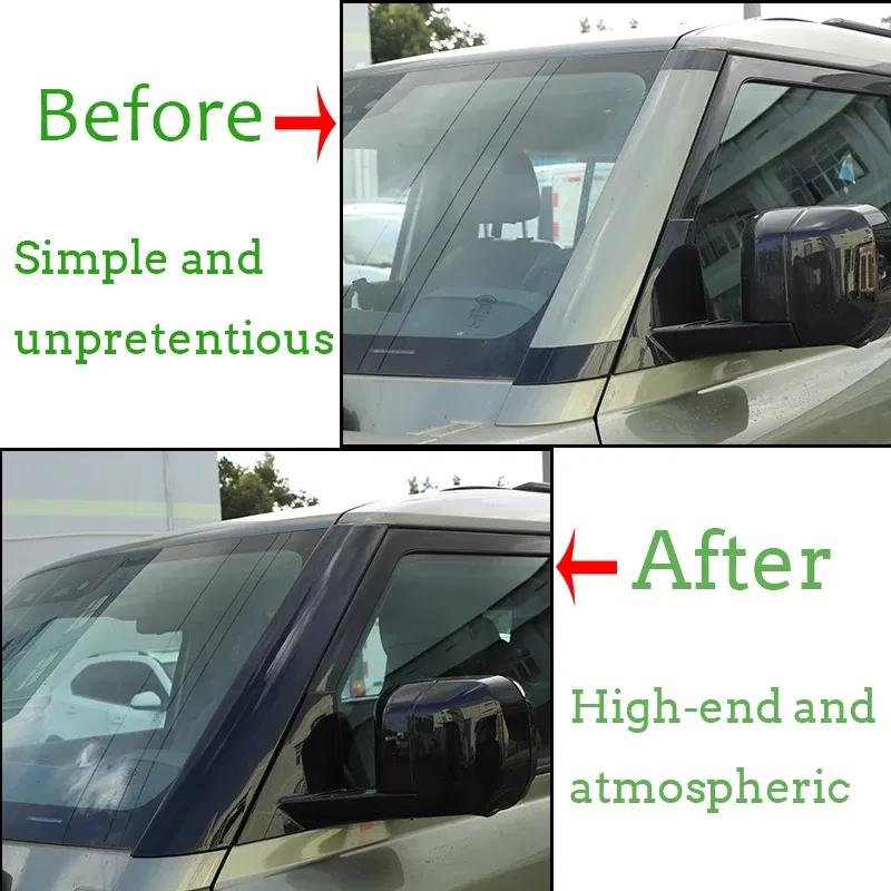 ABS Piano black Car A-pillar decorative cover For Land Rover Defender 90 110 -2025 car Accessories 2 Pcs