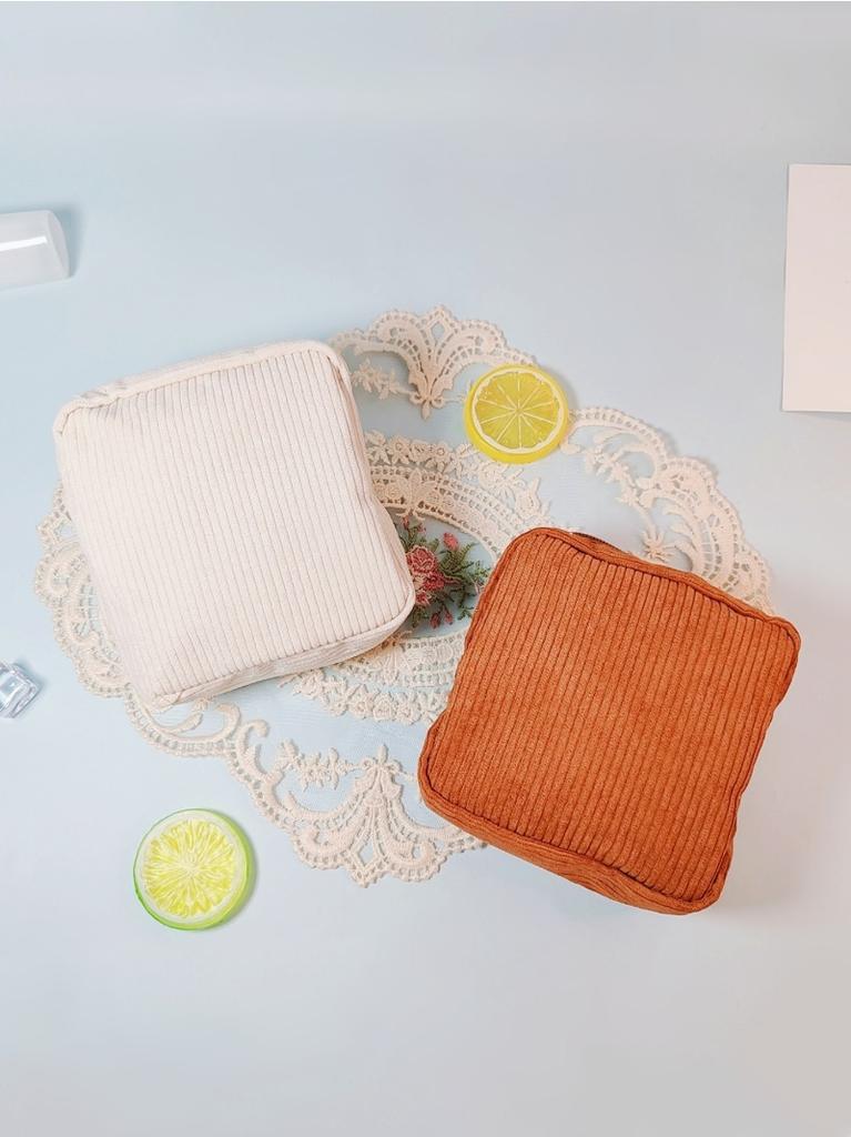 Korean Makeup Coin Bag Sanitary Napkin Holder Bag Small Lipstick Cosmetic Storage Case Bags Corduroy Cute Hand Bag for women