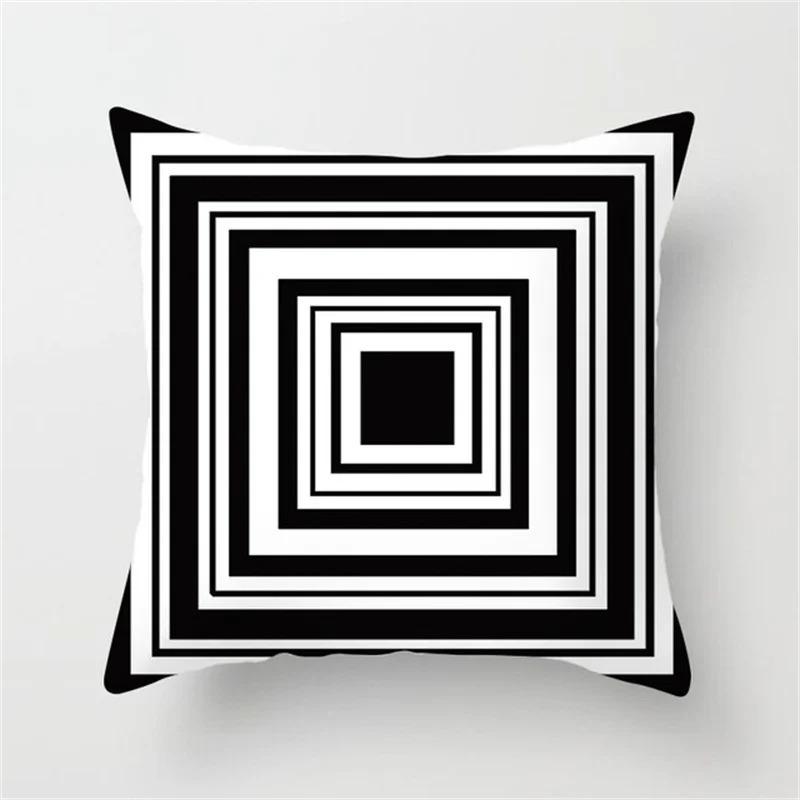 Black and White Geometric Simple High-end Space Pillowcase Patchwork Cushion Cover Striped Letter Pillowcase Home Decoration