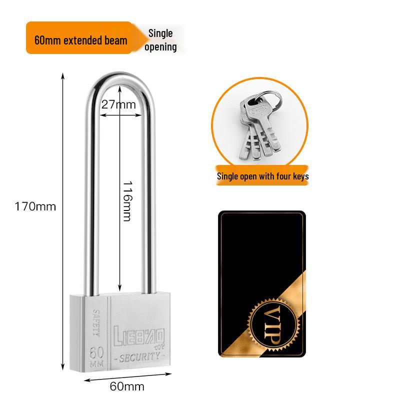 Extra Long Shackle Padlock 30mm Copper with 3 Keys for Cabinets and Doors