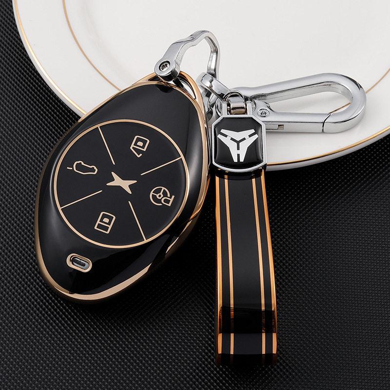 Gold-Edged Key Shell for Xiaopeng P7 2021 & G3 2020 - Fashionable Unisex Car Key Cover