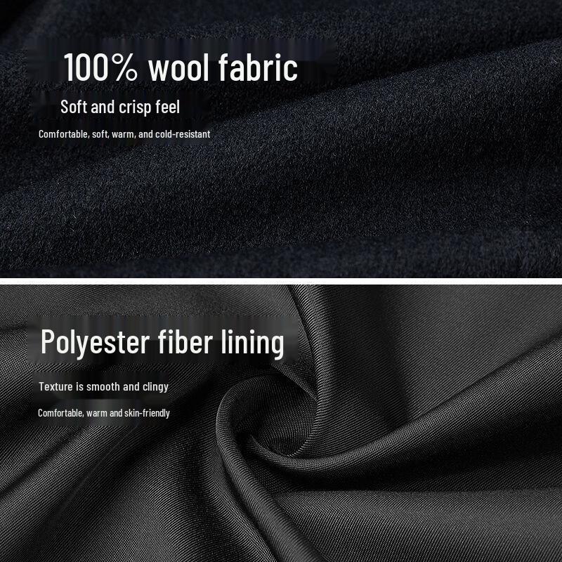 HLA Men's 100% Wool Business Lapel Overcoat