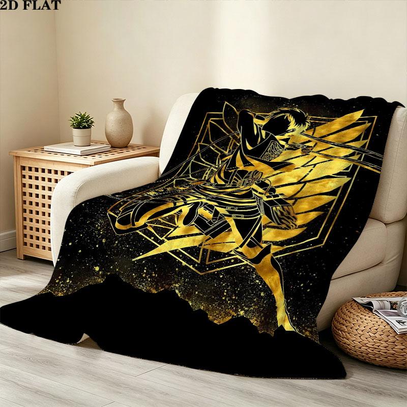1PC Attack Titan Patterned Flannel Blanket Suitable For All Seasons For Home Decor Warmth And Comfort Gifts Holiday Present