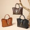 Top Layer Vegetable Tanned Leather Handbag Versatile Tote Women's Bag Single Shoulder Crossbody Commuter Bag New Genuine Leather Bucket Bag