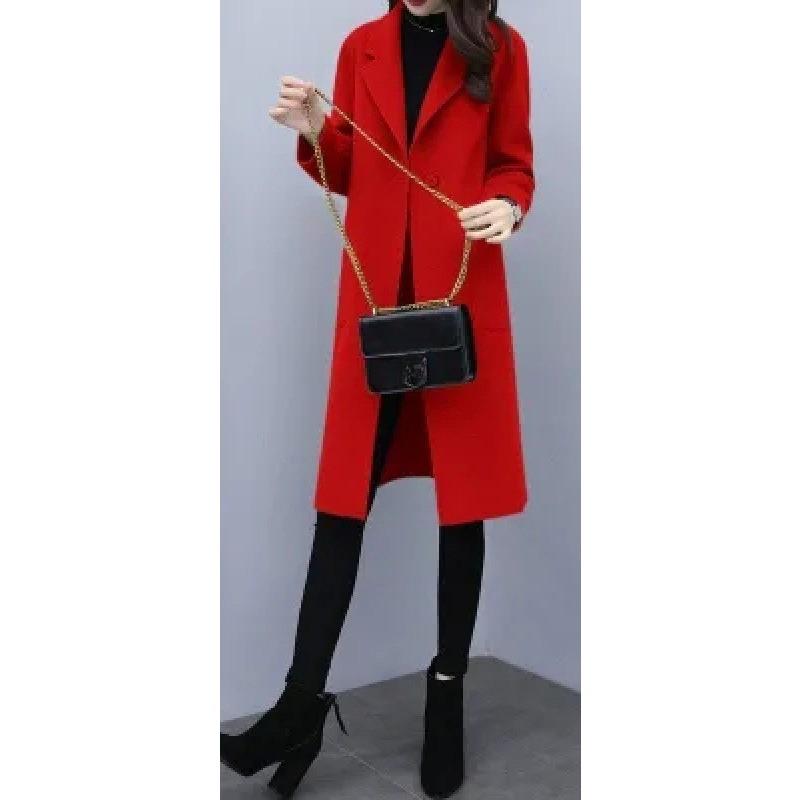 

Woolen Coat Mid-length Loose Coat Korean Style New Autumn and Winter Thickened Large Size Women s Woolen Coat 3XL