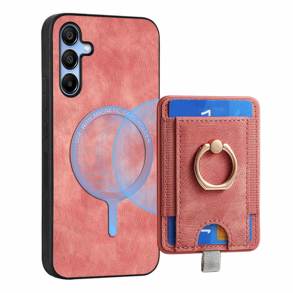 For Samsung Galaxy A16 4G/5G Magnetic Case Card Holder Ring Kickstand PU Leather Phone Back Cover